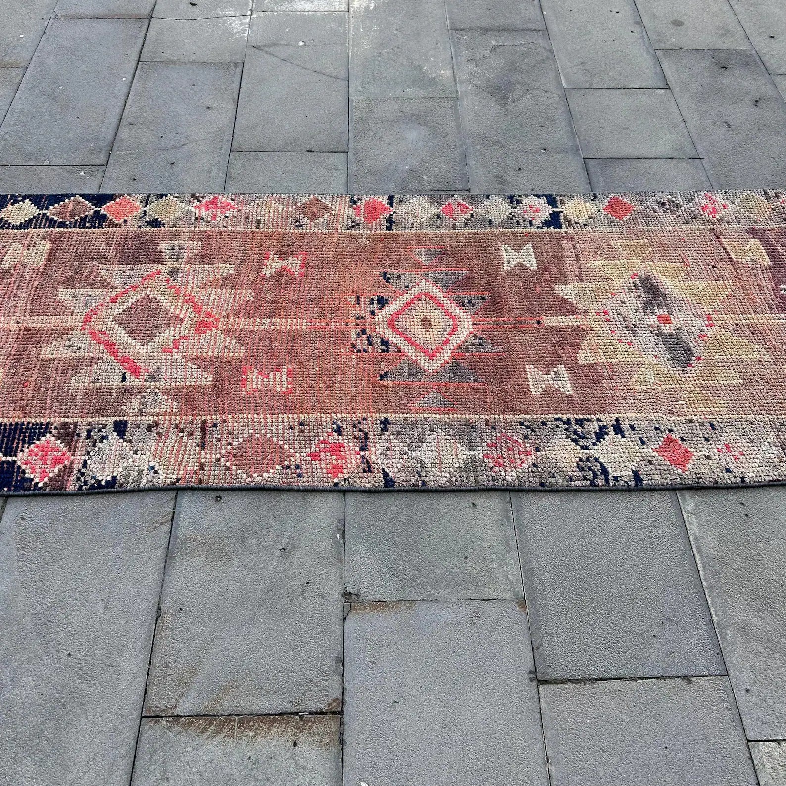 Vintage Turkish Runner Rug 2.8 x 10.7 ft