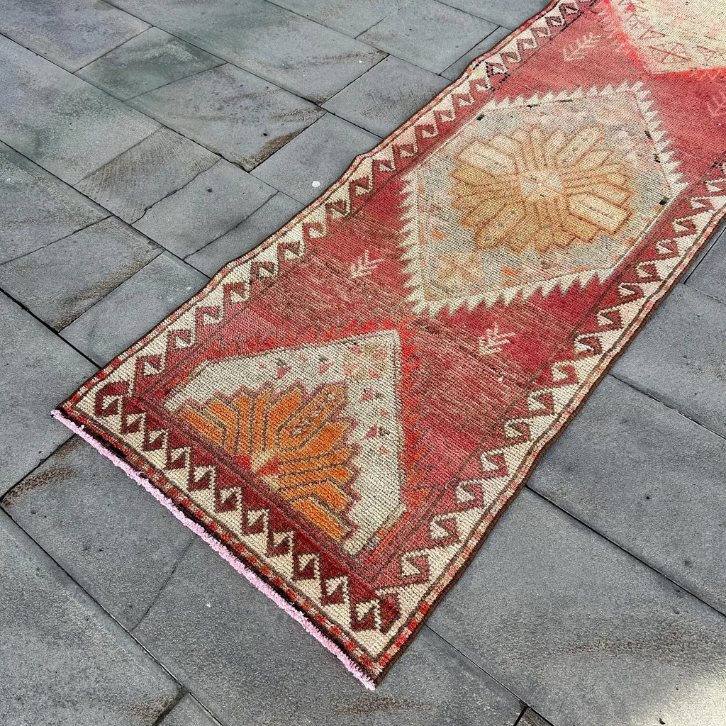 Vintage Turkish Runner Rug 2.6 x 11.6 ft