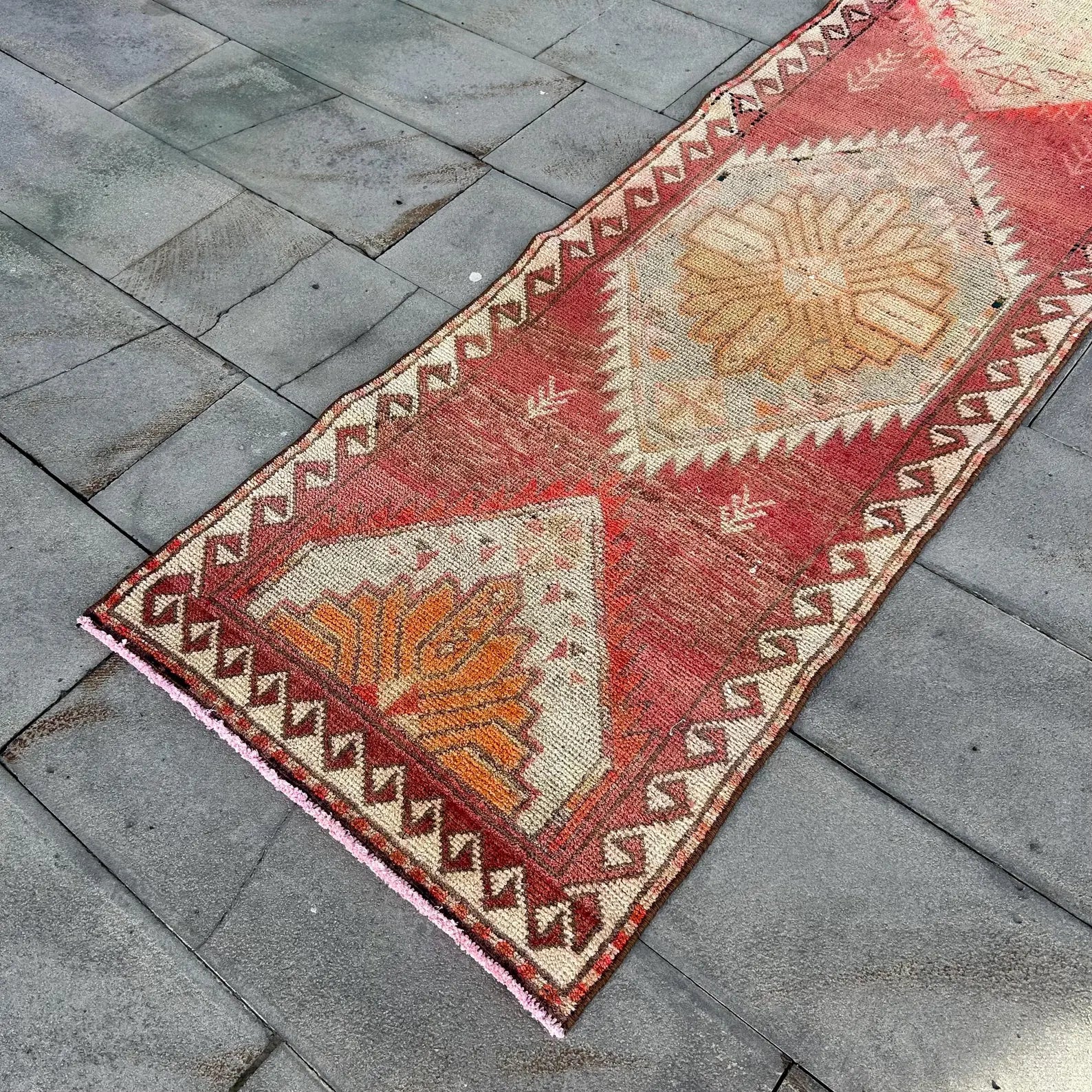 Vintage Turkish Runner Rug 2.6 x 11.6 ft