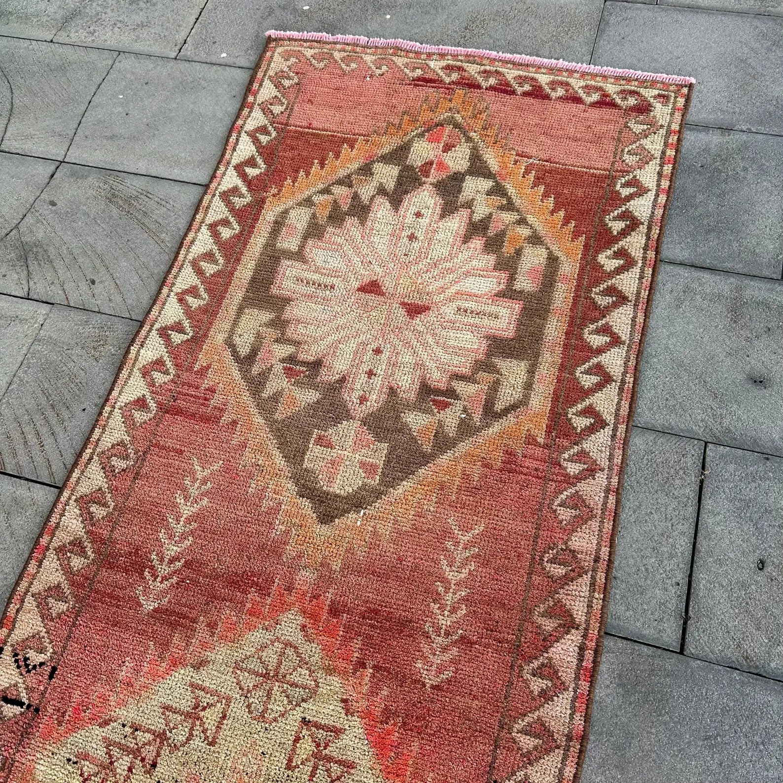 Vintage Turkish Runner Rug 2.6 x 11.6 ft