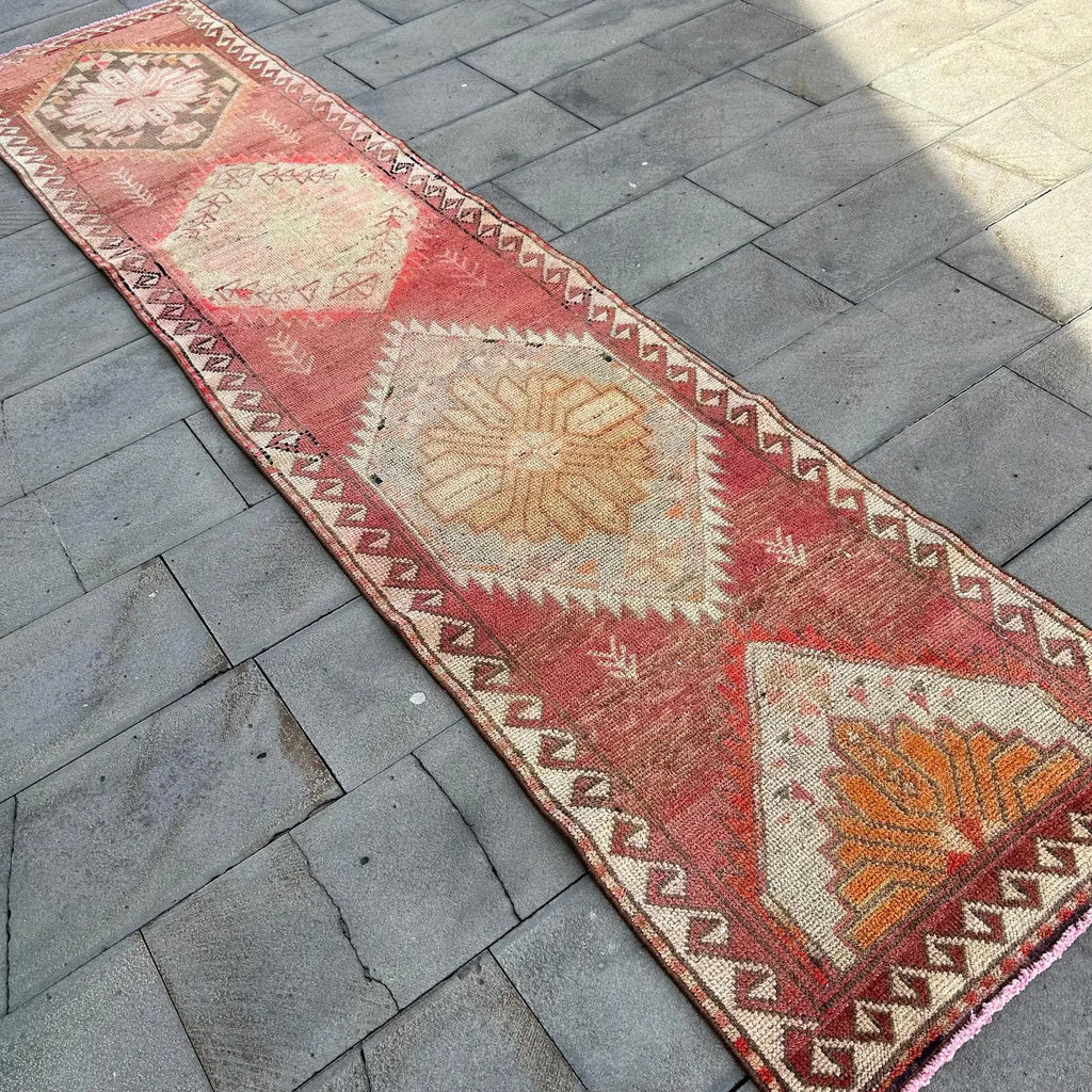 Vintage Turkish Runner Rug 2.6 x 11.6 ft