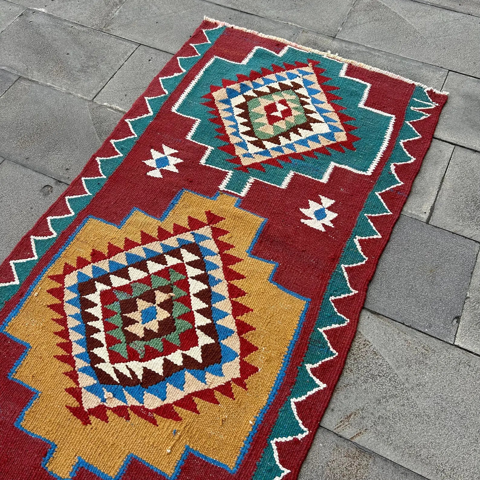 Vintage Turkish Runner Rug 2.9 x 10.3 ft