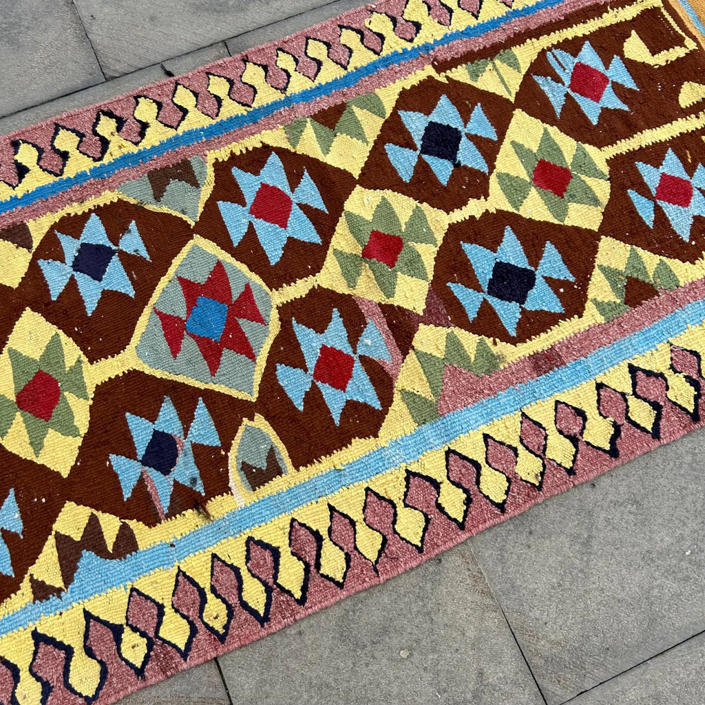 Vintage Turkish Runner Rug 3.1 x 9.9 ft