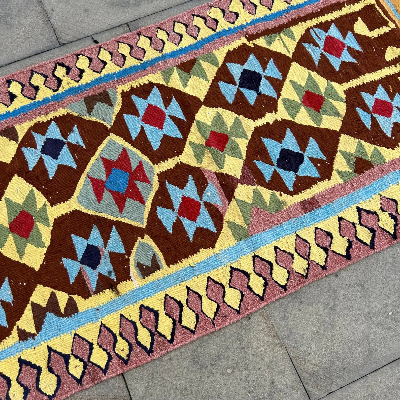 Vintage Turkish Runner Rug 3.1 x 9.9 ft