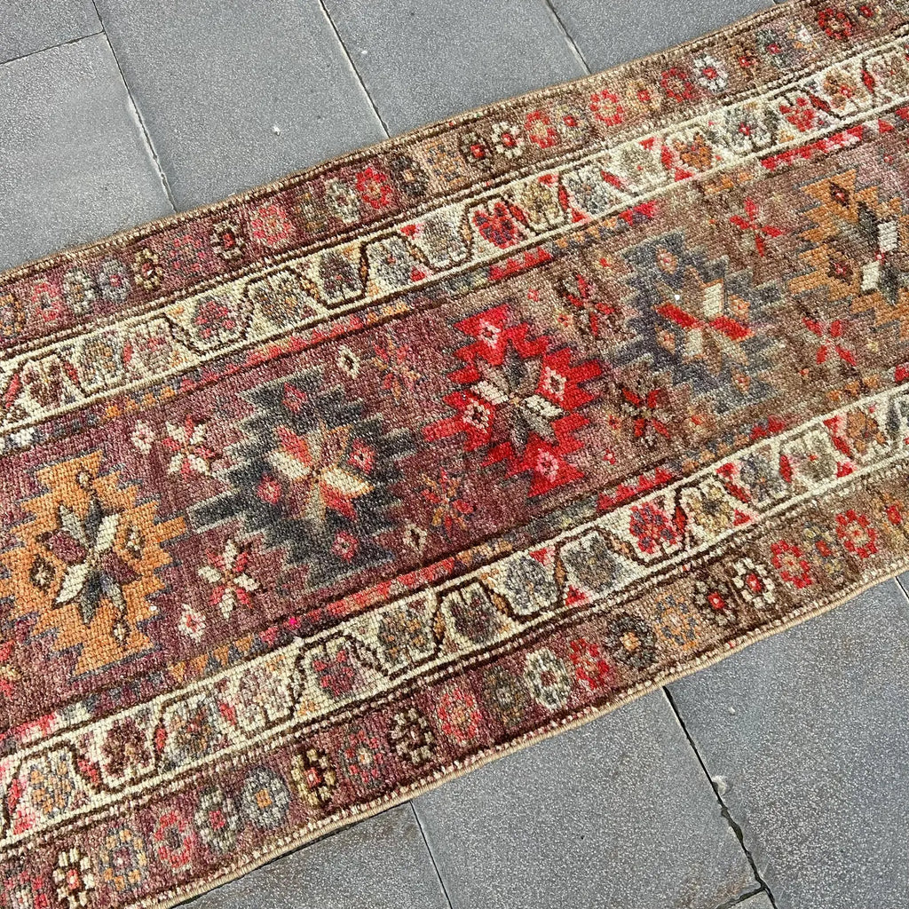 Vintage Turkish Runner Rug 2.6 x 12.5 ft