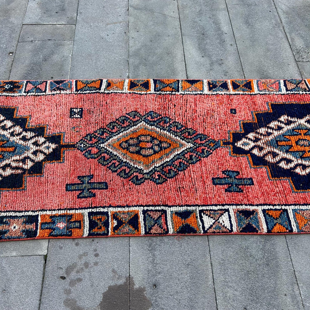 Vintage Turkish Runner Rug 2.7 x 9ft
