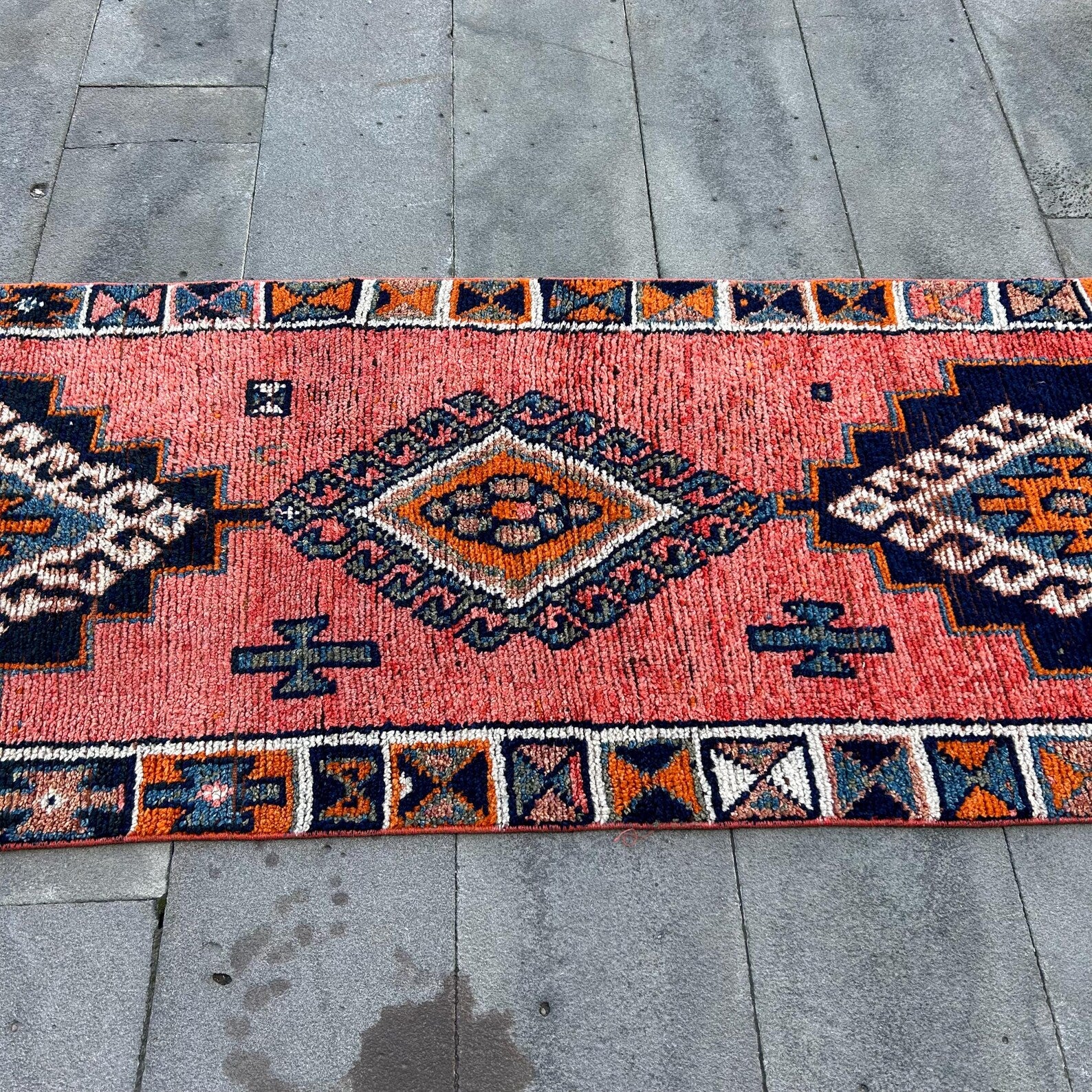 Vintage Turkish Runner Rug 2.7 x 9ft