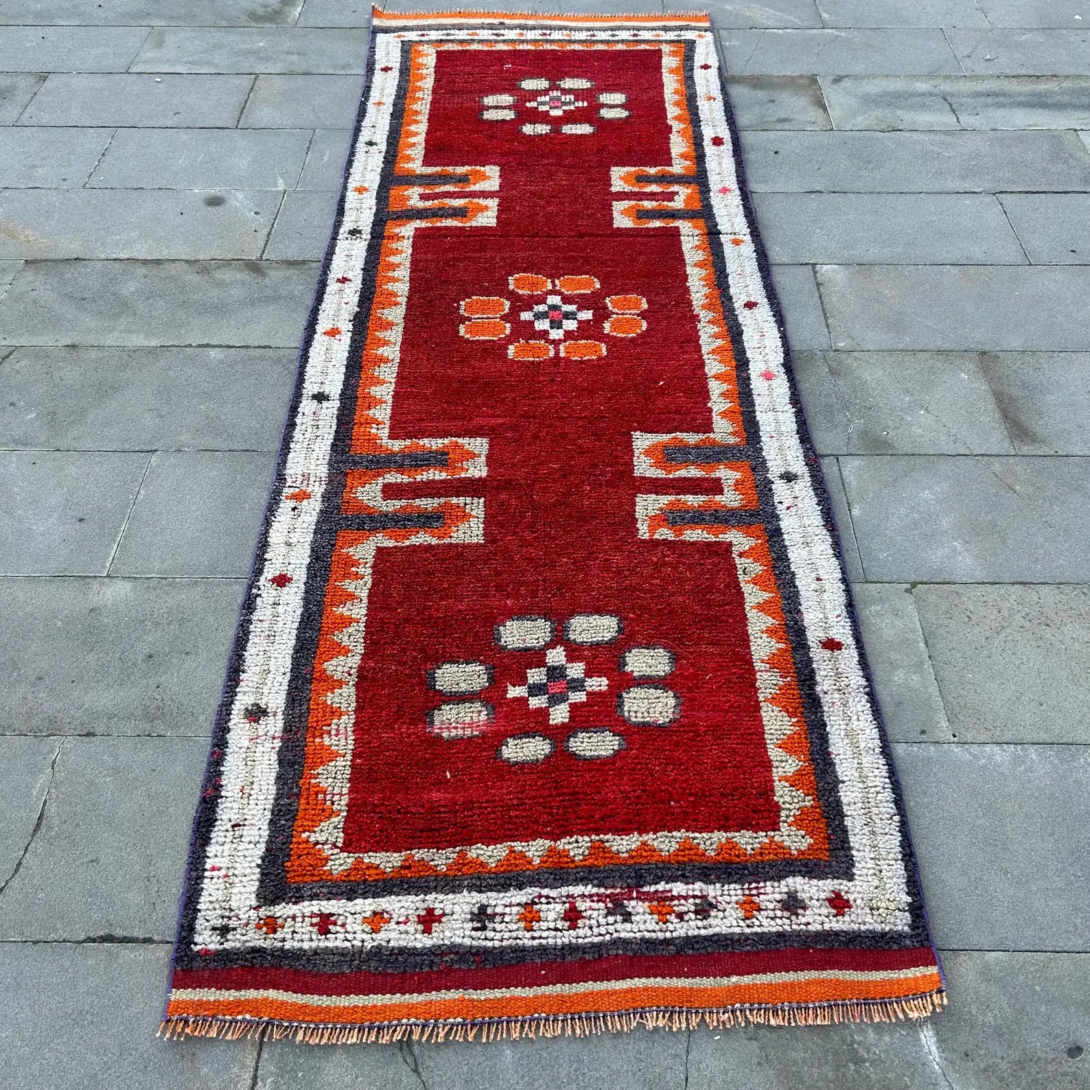 Vintage Turkish Runner Rug 3.2 x 9.6 ft