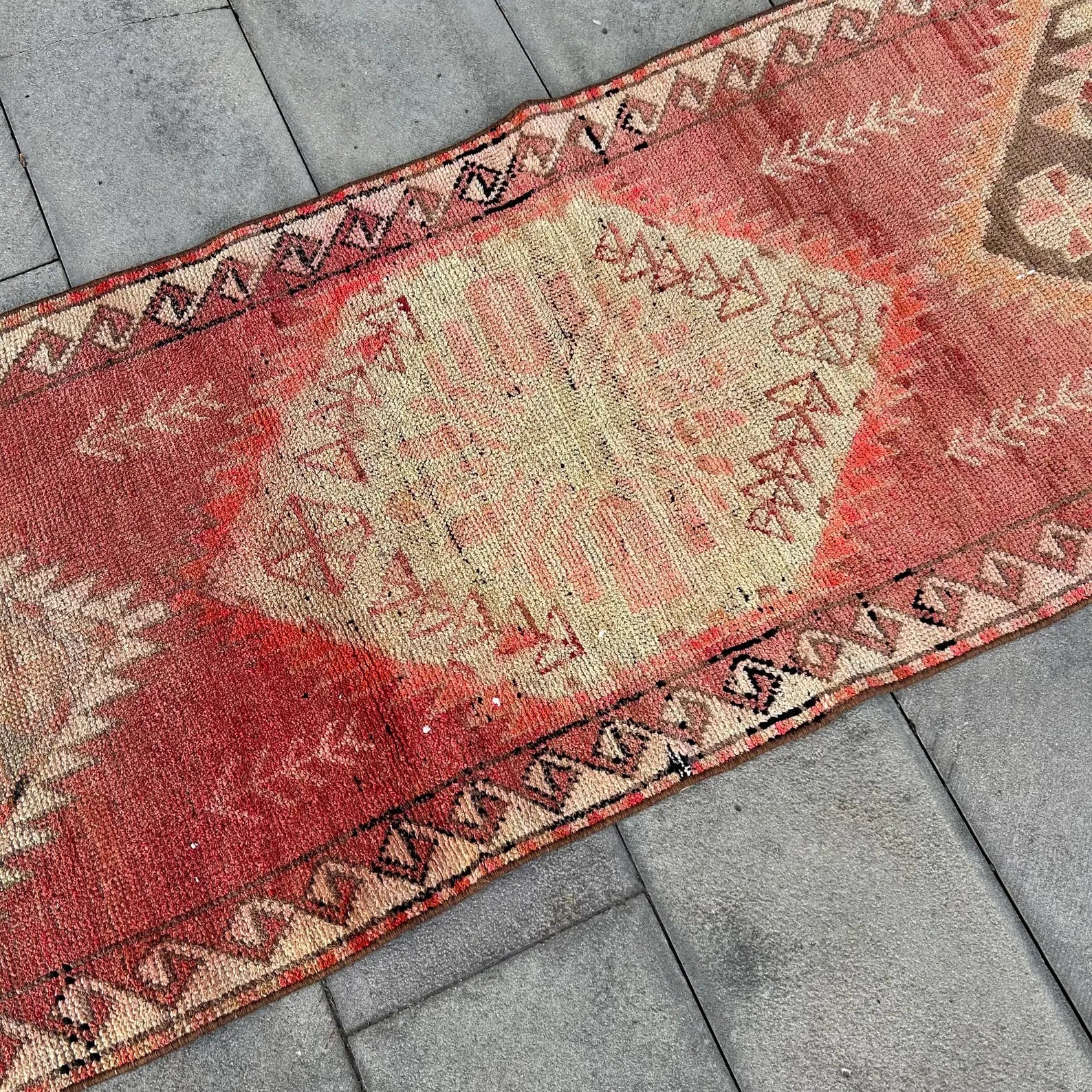 Vintage Turkish Runner Rug 2.6 x 11.6 ft