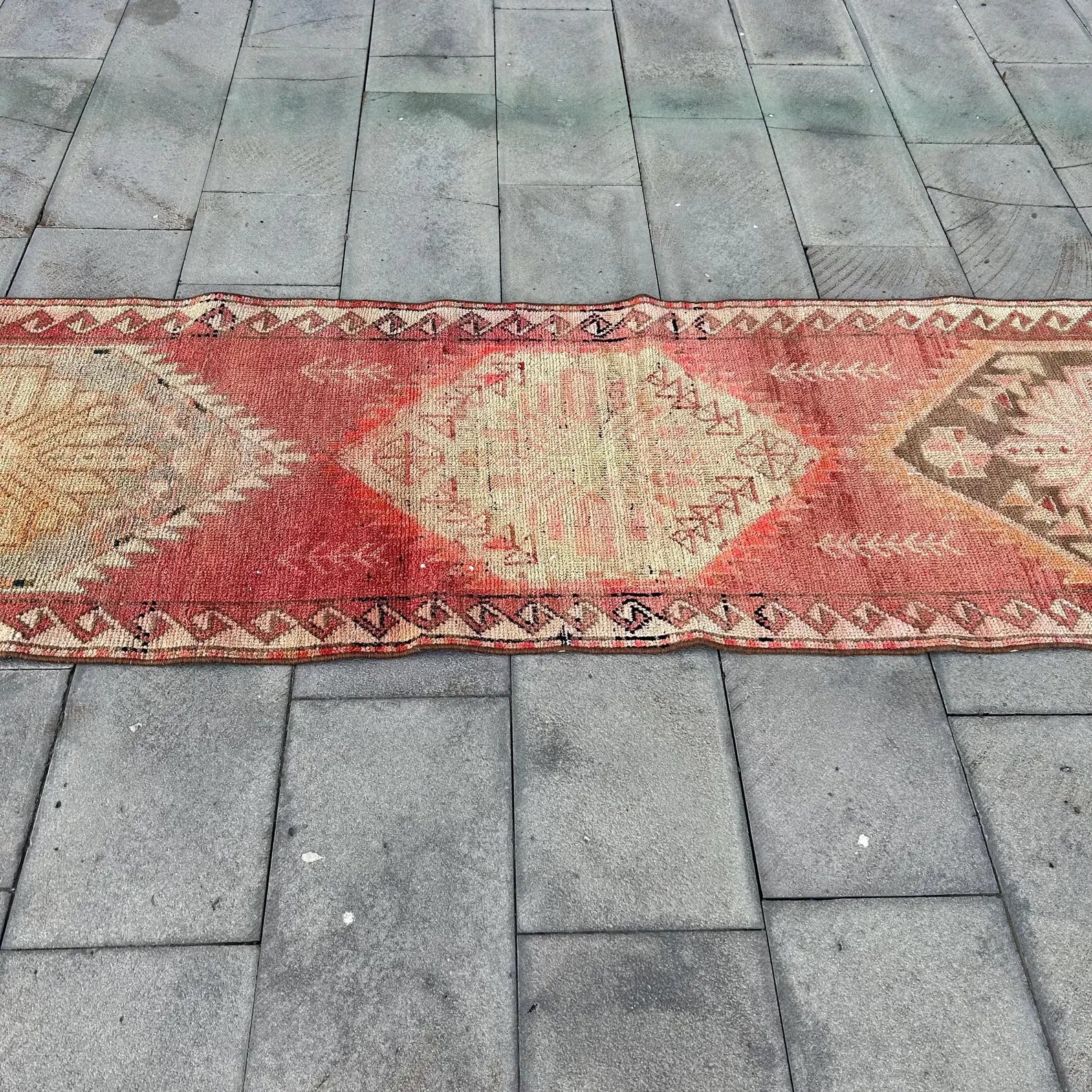 Vintage Turkish Runner Rug 2.6 x 11.6 ft