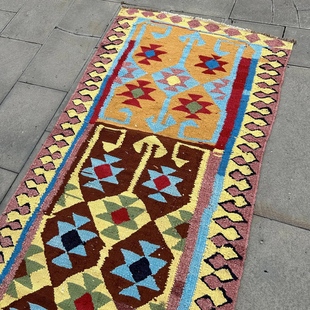 Vintage Turkish Runner Rug 3.1 x 9.9 ft