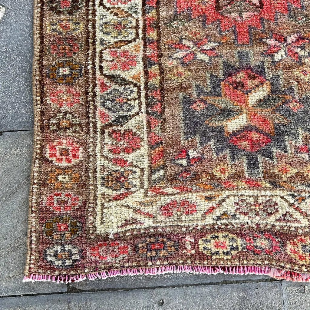 Vintage Turkish Runner Rug 2.6 x 12.5 ft
