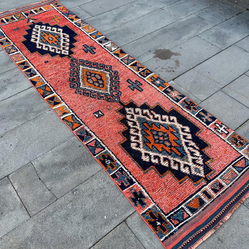 Vintage Turkish Runner Rug 2.7 x 9ft