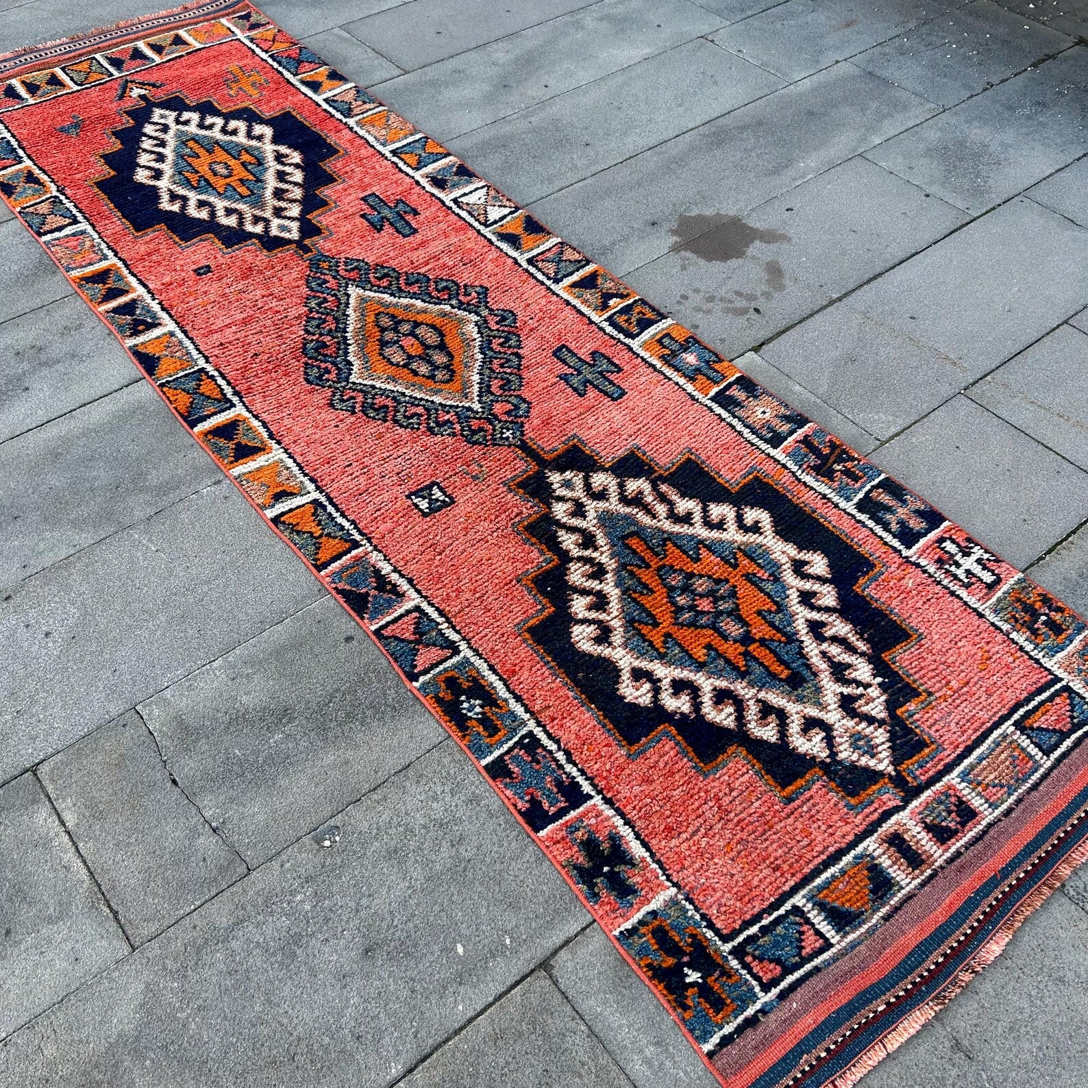 Vintage Turkish Runner Rug 2.7 x 9ft