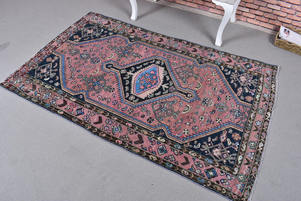 Vintage Persian Accent Area Rug 3.7 x 6 ft