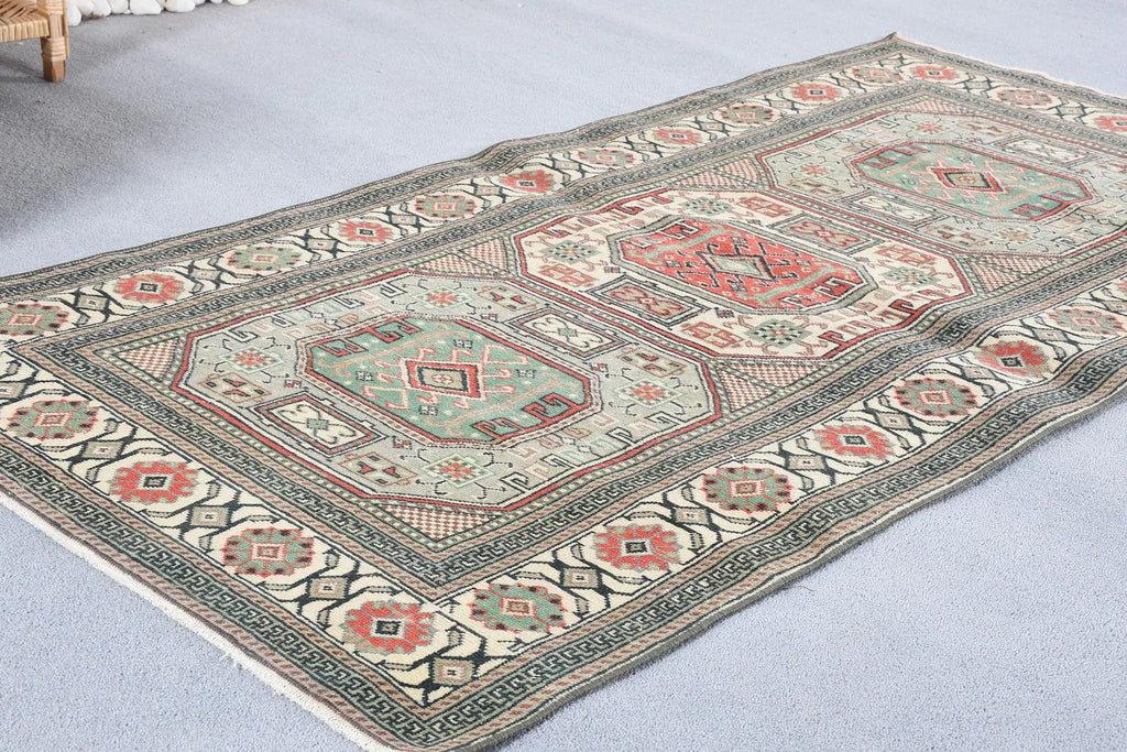 Vintage Turkish Accent Area rug 3.1 x 6.1 ft