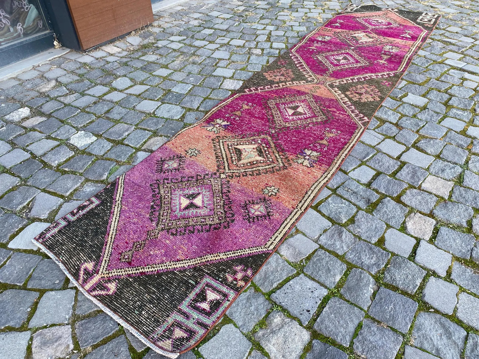 Vintage Turkish Runner Rug 2.1 x 10 ft