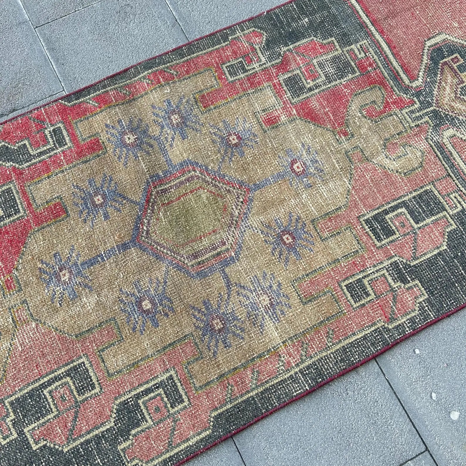 Vintage Turkish Runner Rug 2.6 x 7.4 ft