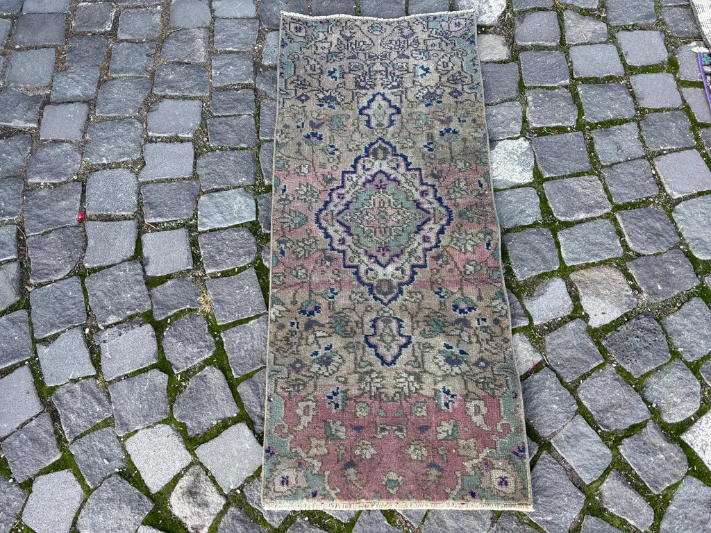 Vintage Turkish Mini Rug 1.5 x 3.6 ft