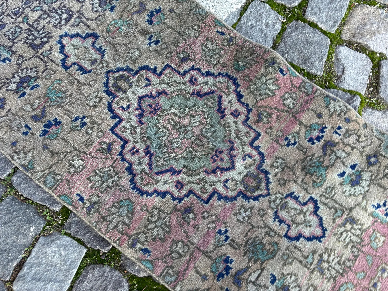 Vintage Turkish Mini Rug 1.5 x 3.6 ft