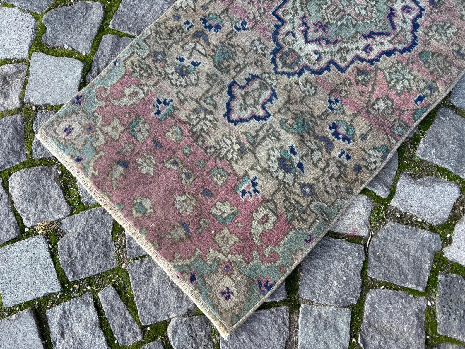 Vintage Turkish Mini Rug 1.5 x 3.6 ft
