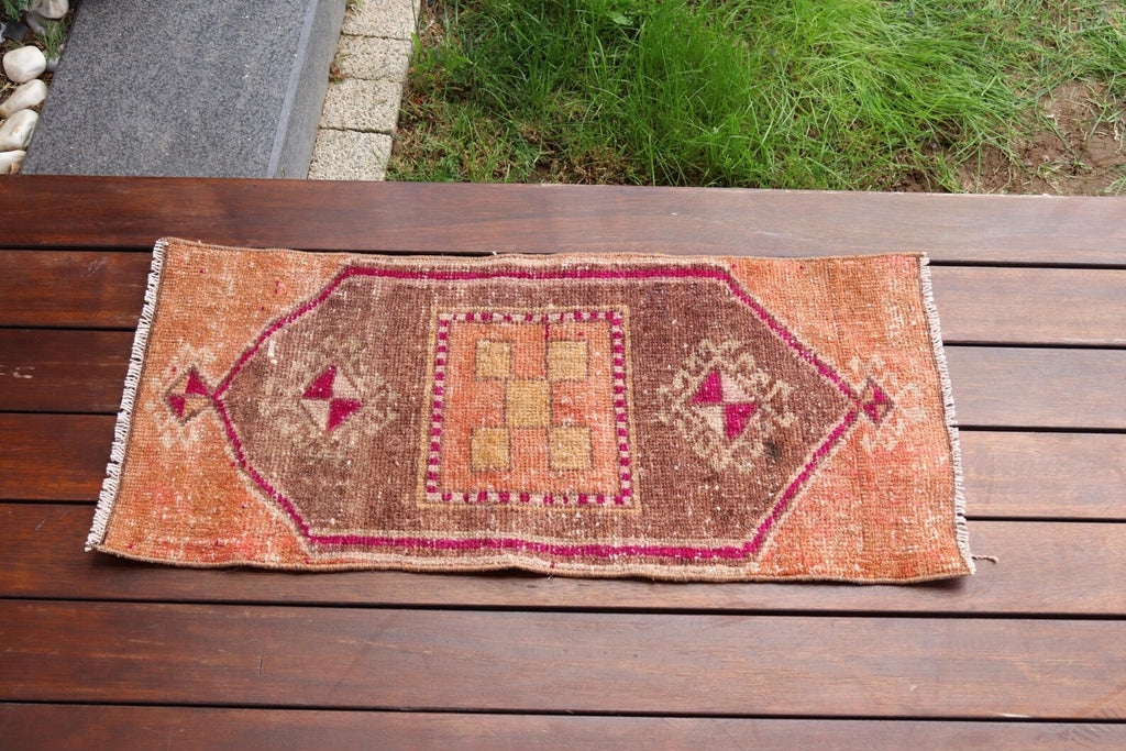 Vintage Turkish Mini Rug 1.1 x 2.5 ft