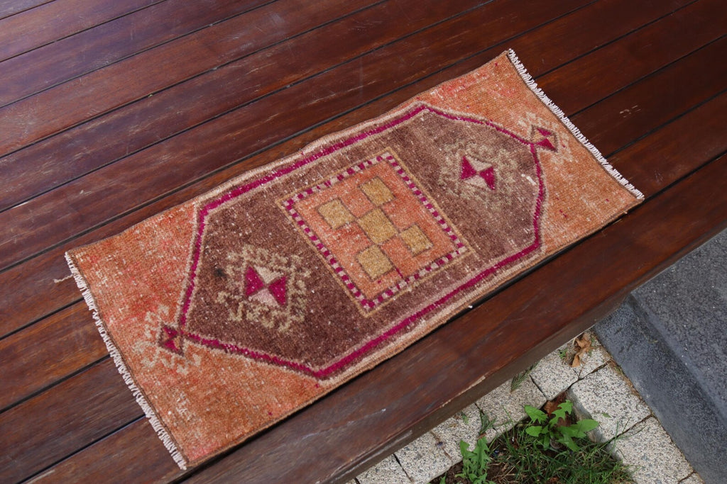 Vintage Turkish Mini Rug 1.1 x 2.5 ft