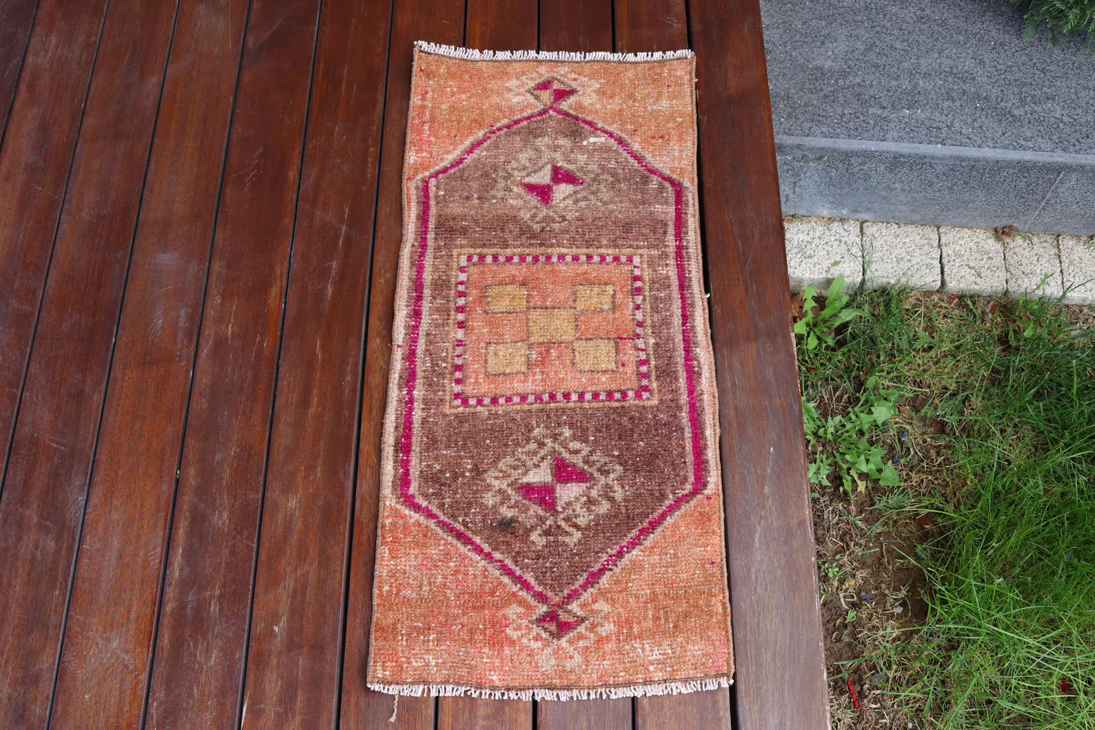 Vintage Turkish Mini Rug 1.1 x 2.5 ft