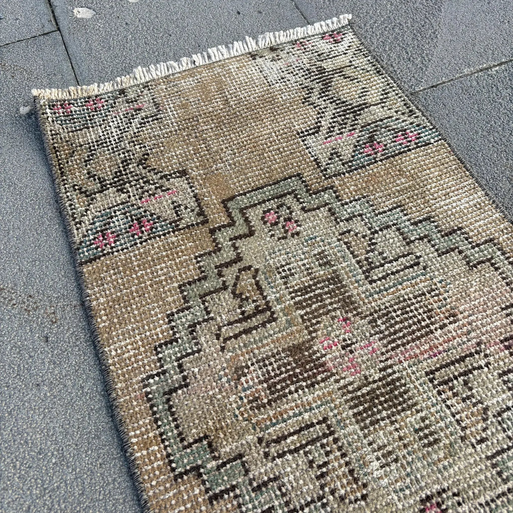 Vintage Turkish Mini Rug 1.3 x 2.6 ft