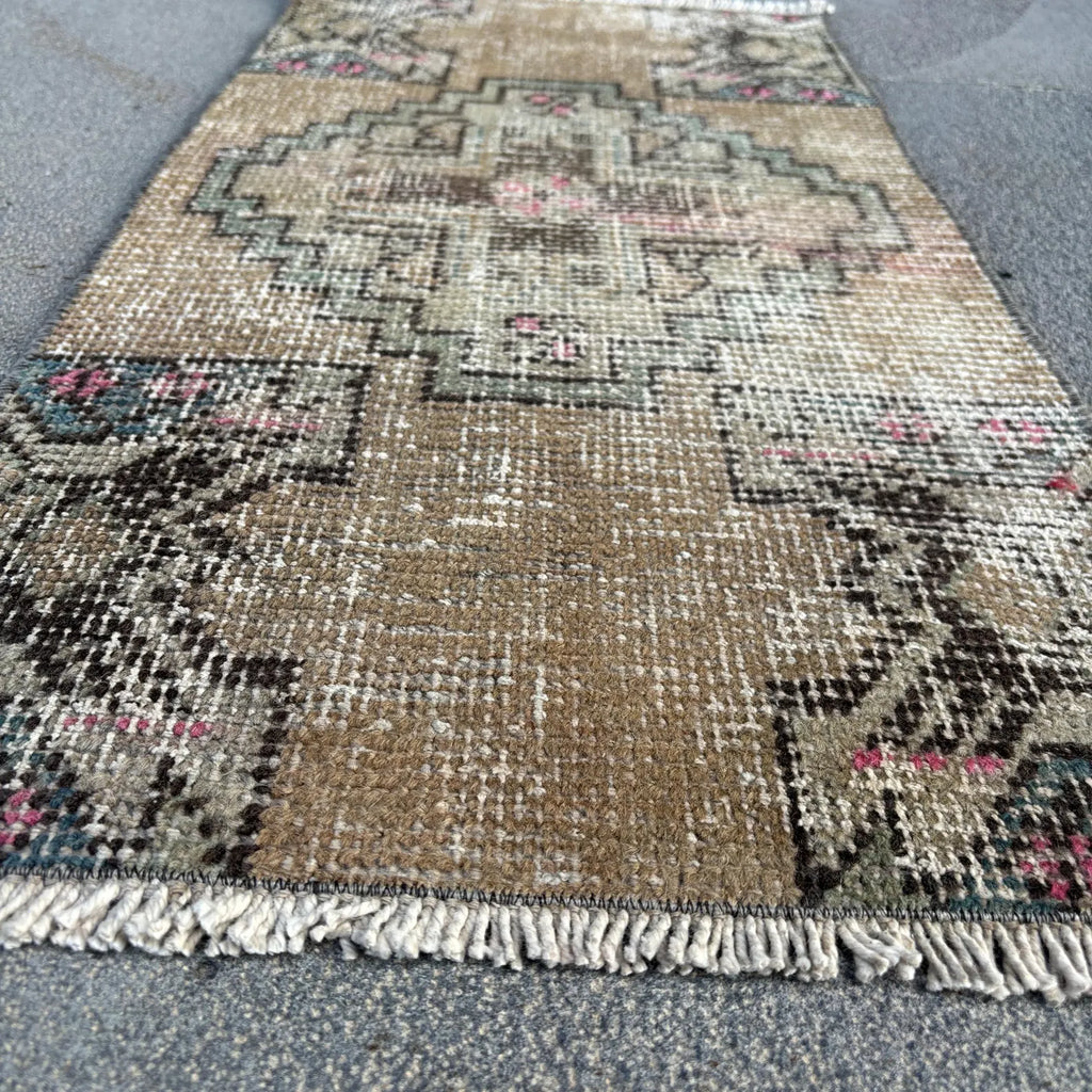 Vintage Turkish Mini Rug 1.3 x 2.6 ft