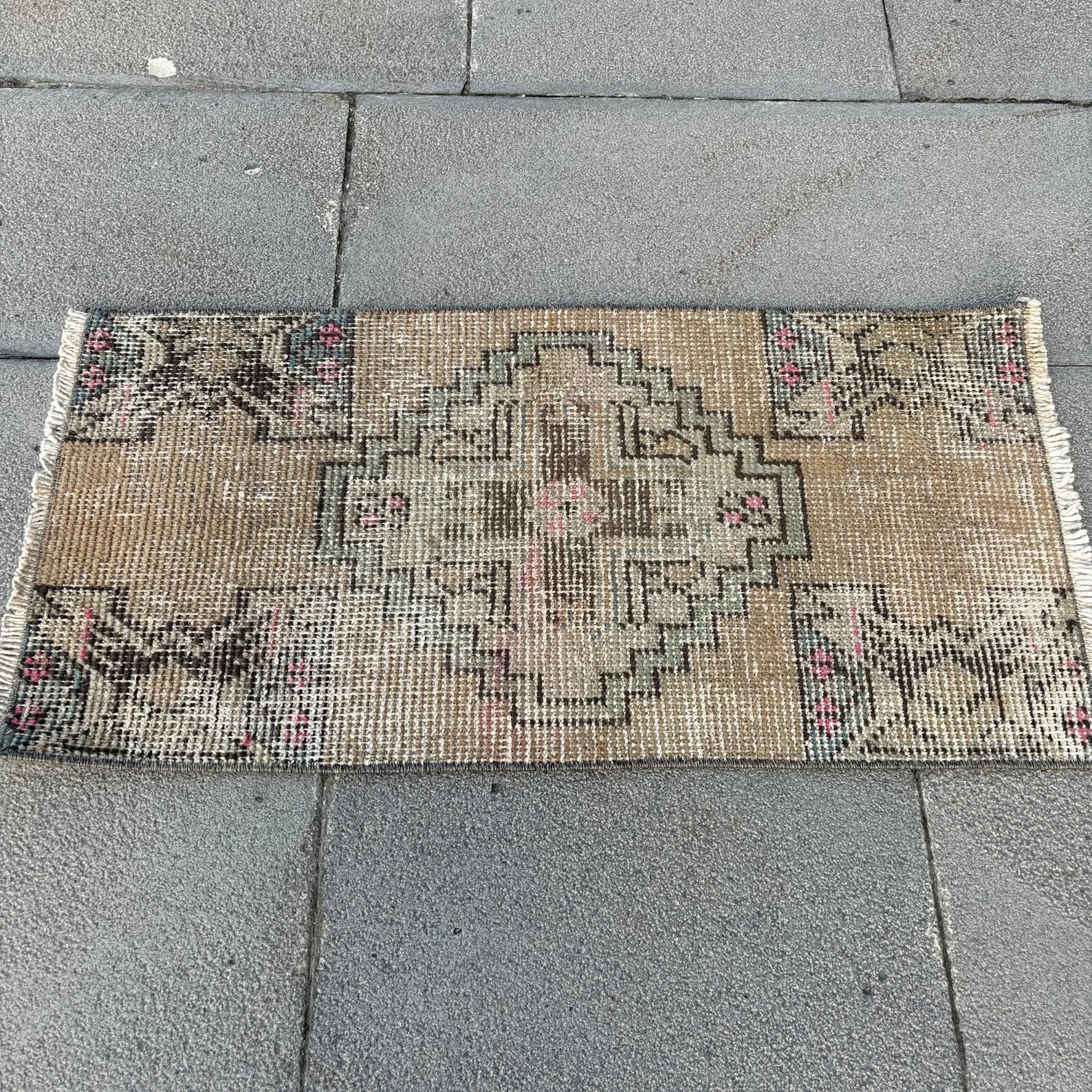 Vintage Turkish Mini Rug 1.3 x 2.6 ft