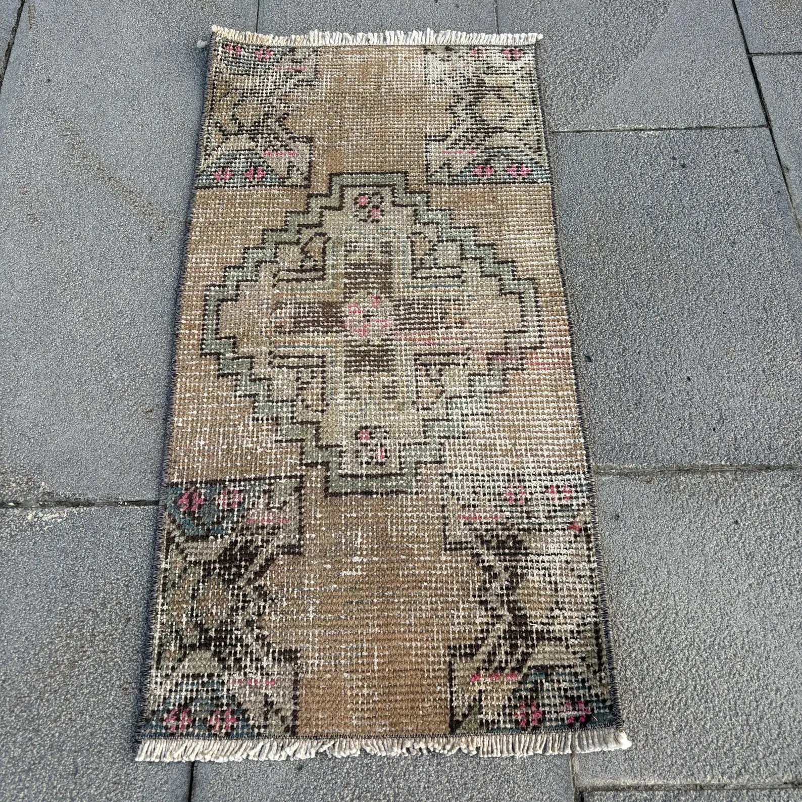 Vintage Turkish Mini Rug 1.3 x 2.6 ft