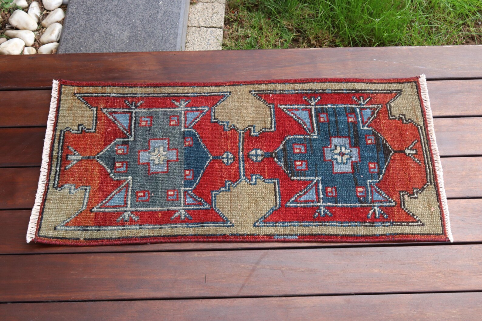 Vintage Turkish Mini Rug 1.2 x 2.5 ft