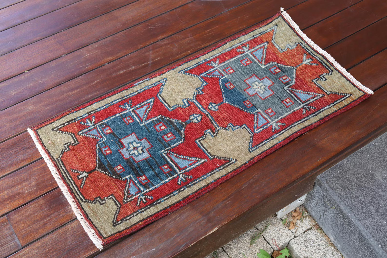 Vintage Turkish Mini Rug 1.2 x 2.5 ft