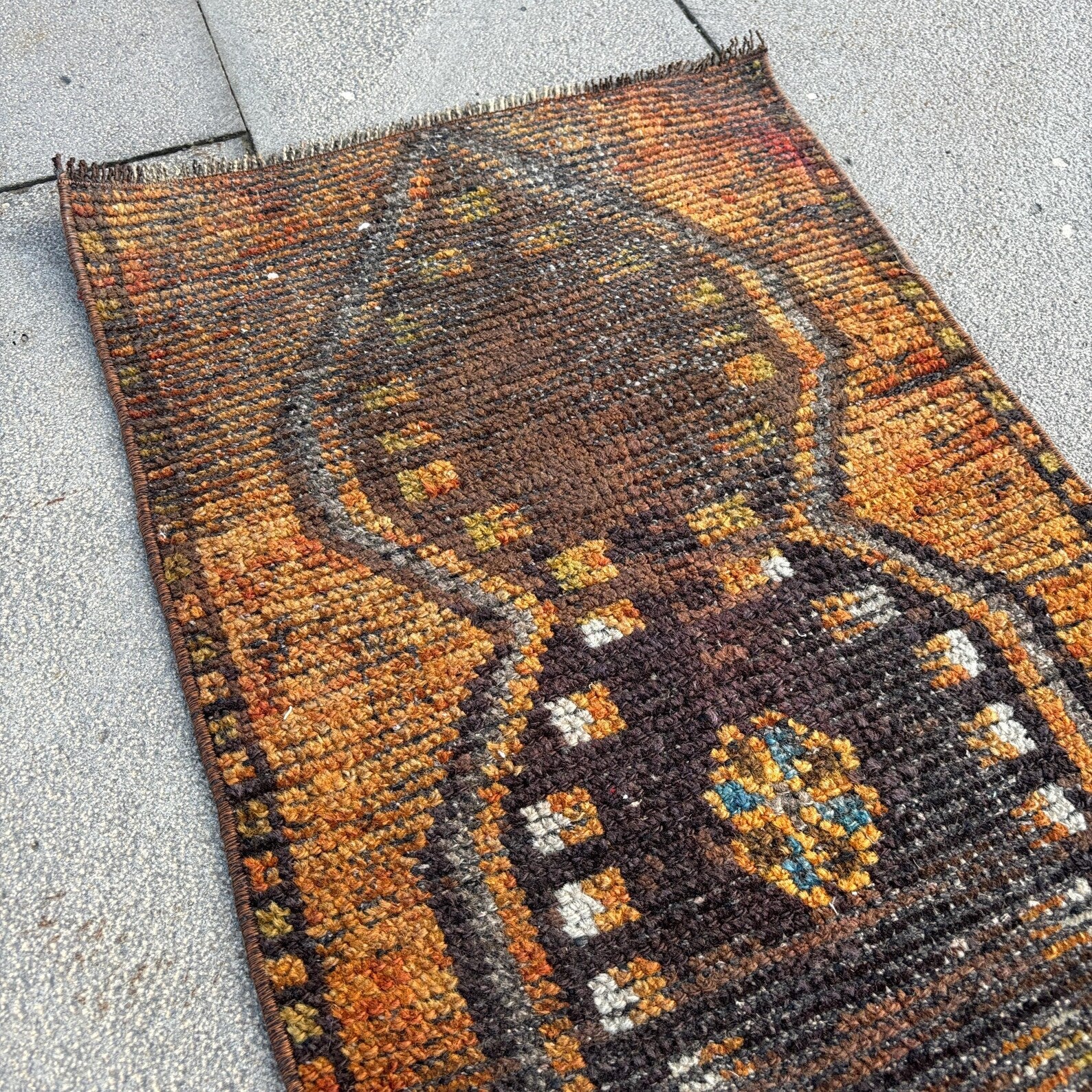 Vintage Turkish Mini Rug 1.3 x 3 ft