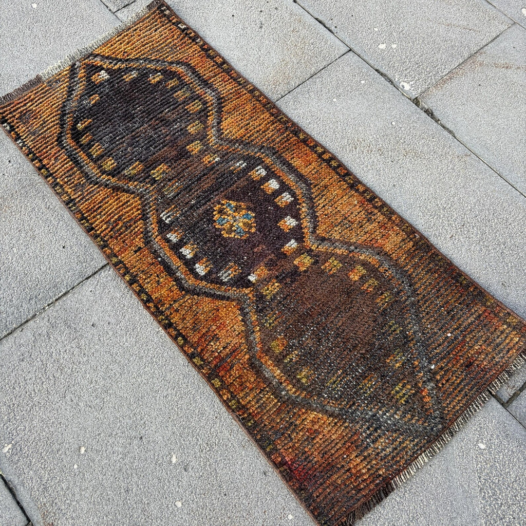 Vintage Turkish Mini Rug 1.3 x 3 ft
