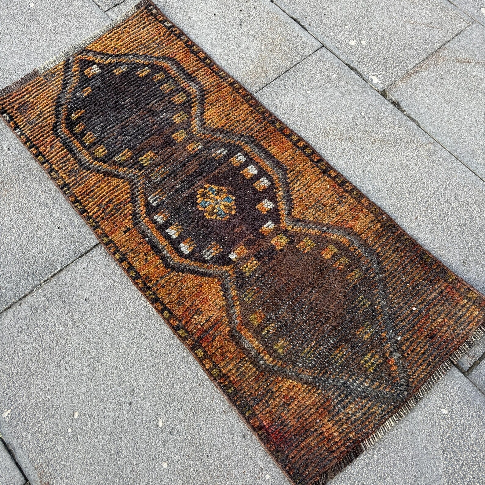 Vintage Turkish Mini Rug 1.3 x 3 ft