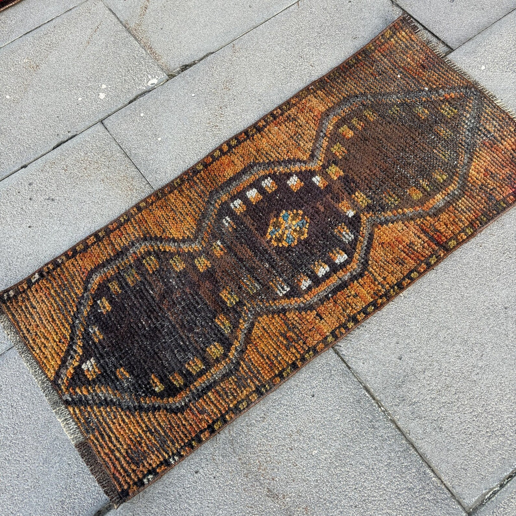 Vintage Turkish Mini Rug 1.3 x 3 ft