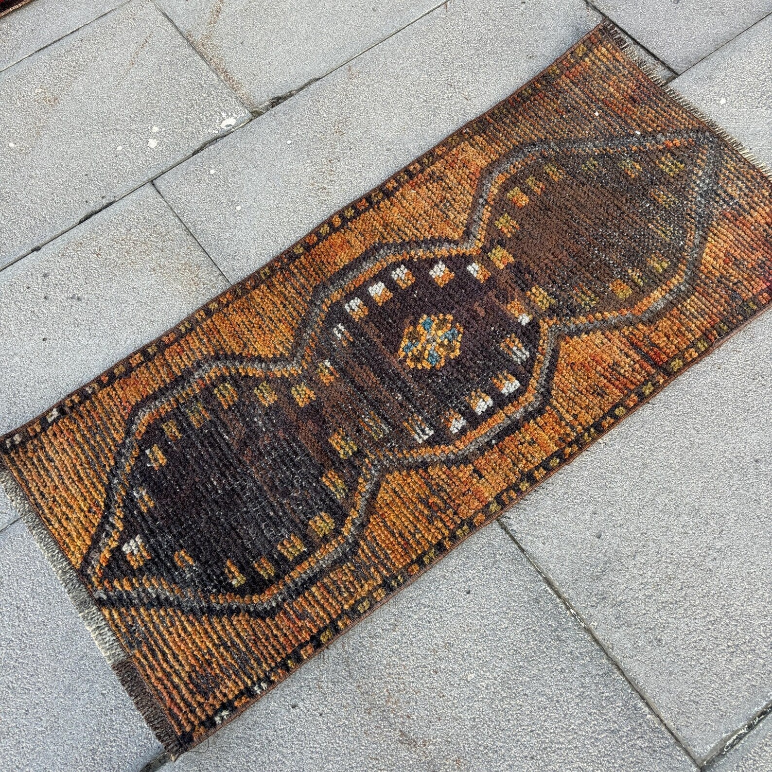 Vintage Turkish Mini Rug 1.3 x 3 ft