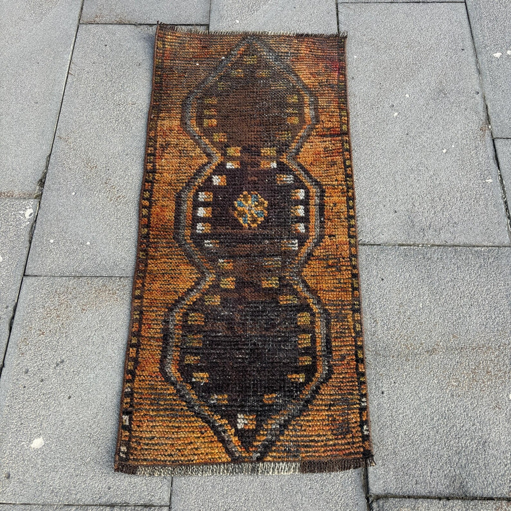 Vintage Turkish Mini Rug 1.3 x 3 ft