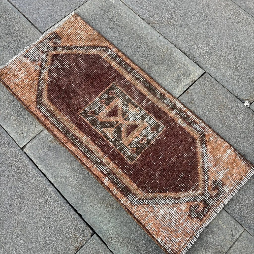 Vintage Turkish Mini Rug 1.2 x 2.6 ft