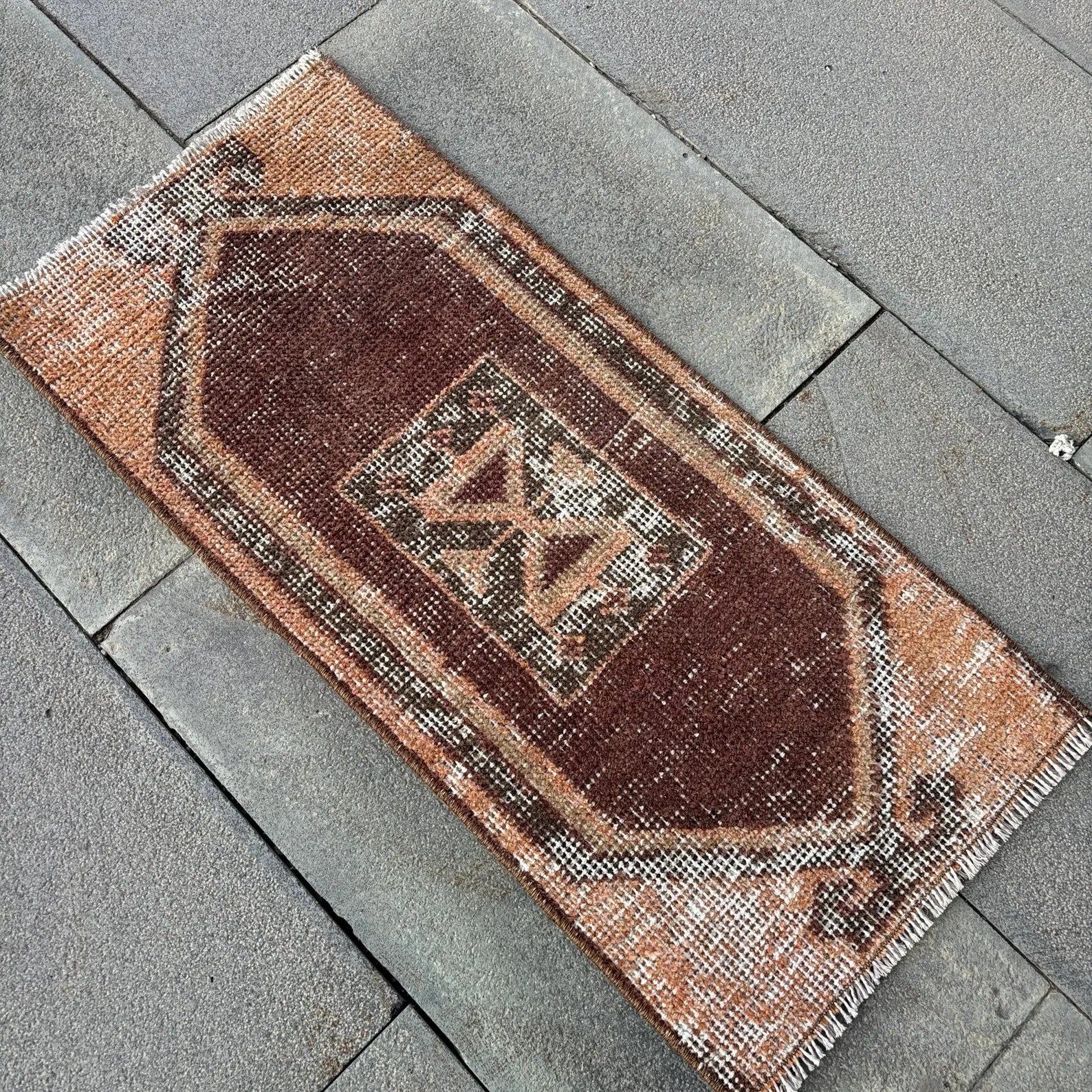 Vintage Turkish Mini Rug 1.2 x 2.6 ft