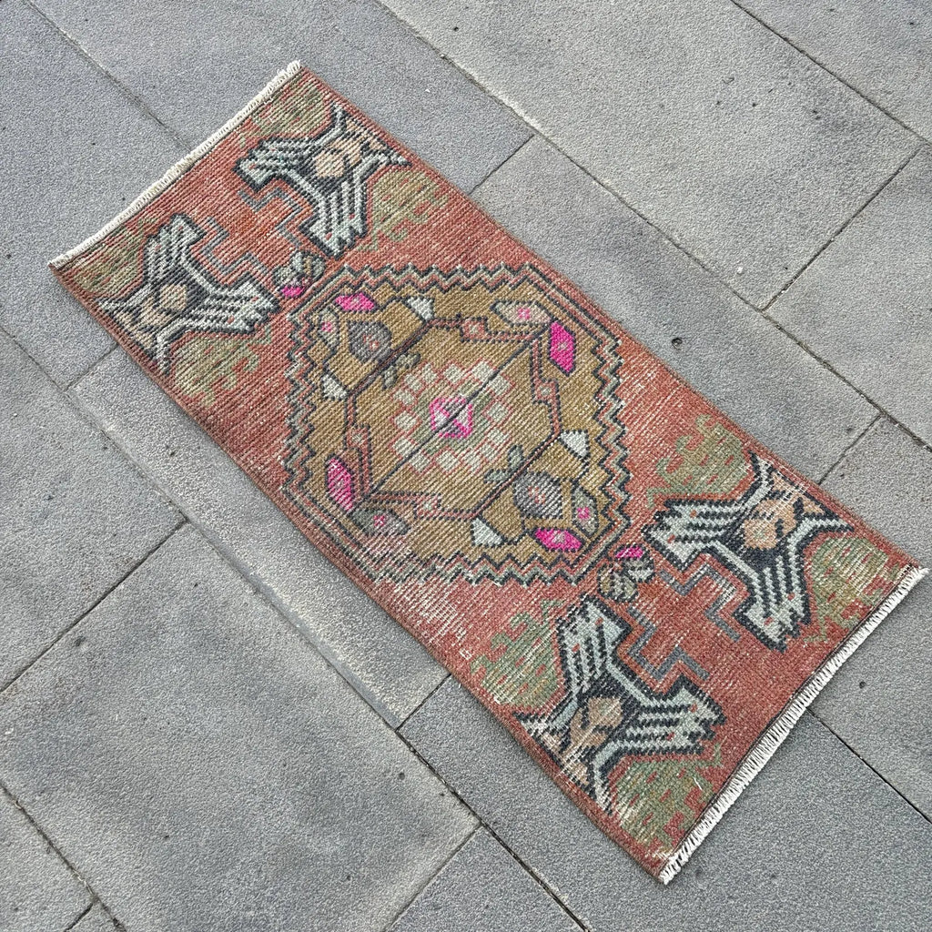 Vintage Turkish Mini Rug 1.3 x 3 ft