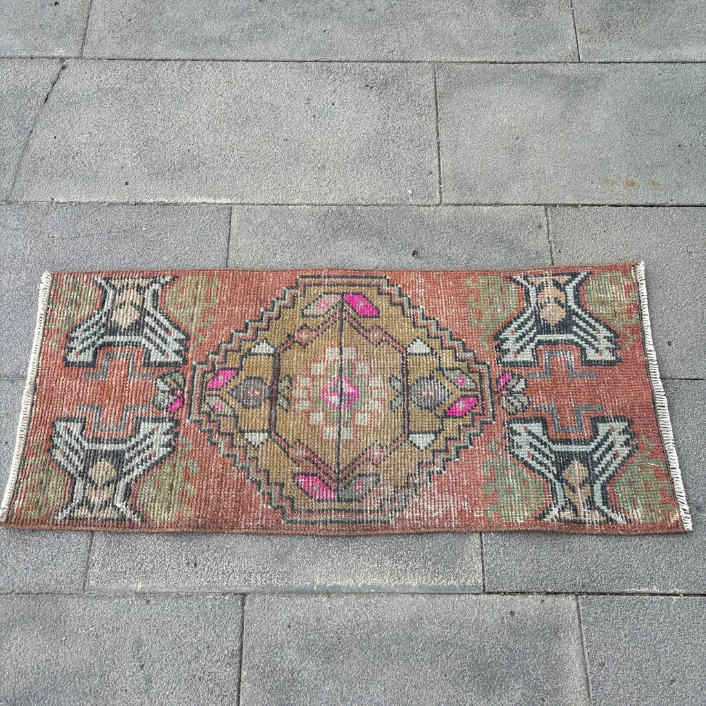 Vintage Turkish Mini Rug 1.3 x 3 ft
