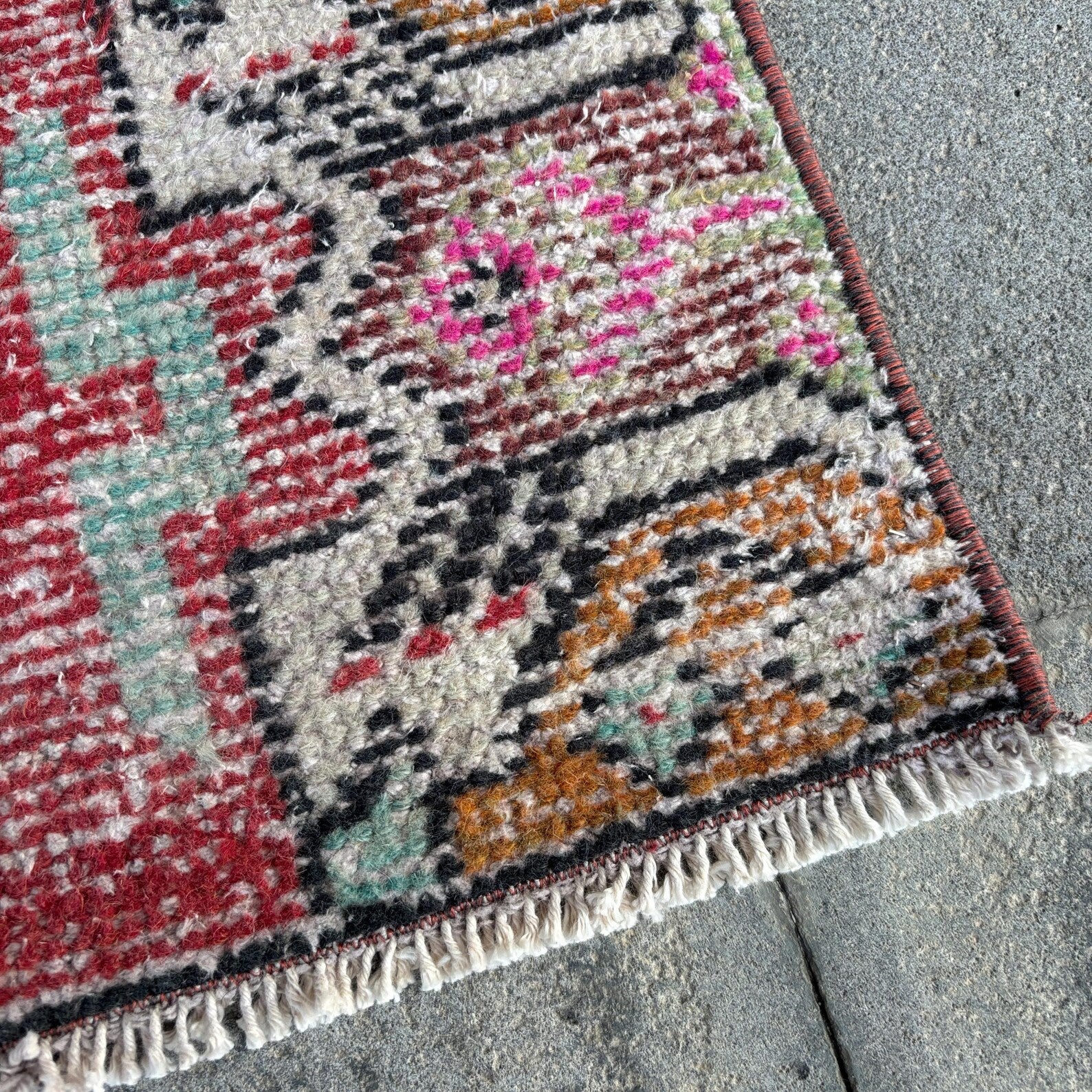 Vintage Turkish Mini Rug 1.4 x 3 ft
