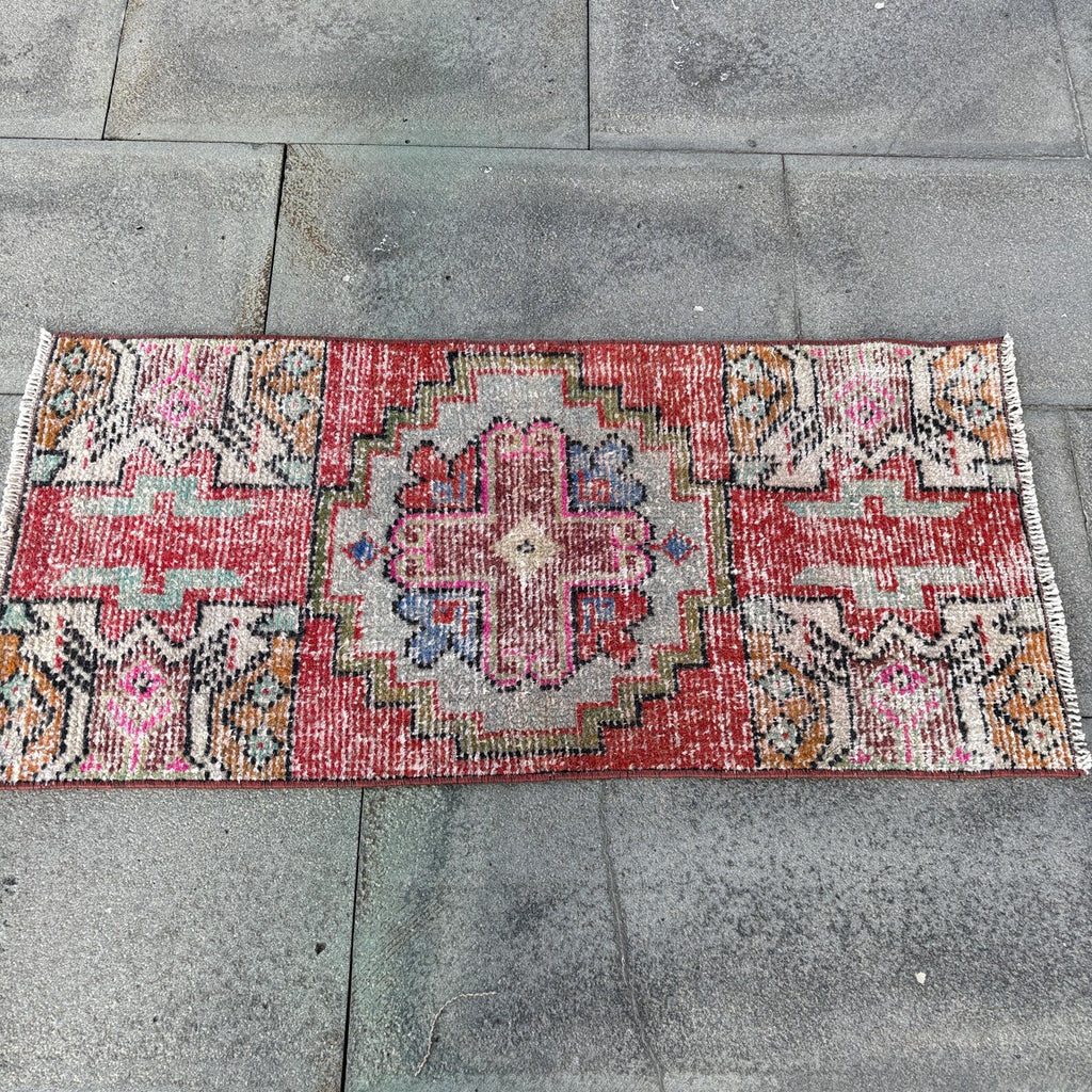 Vintage Turkish Mini Rug 1.4 x 3 ft