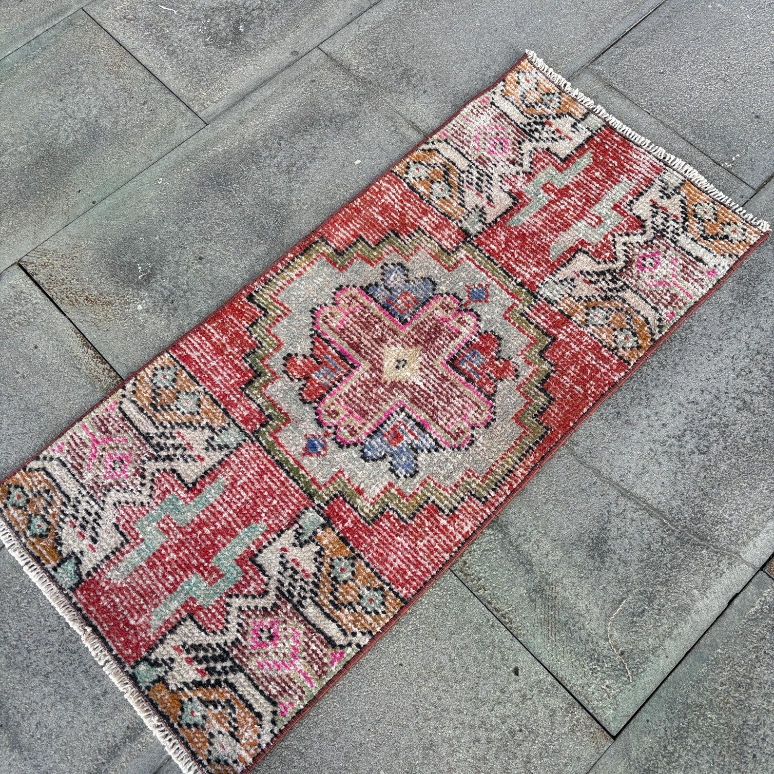 Vintage Turkish Mini Rug 1.4 x 3 ft