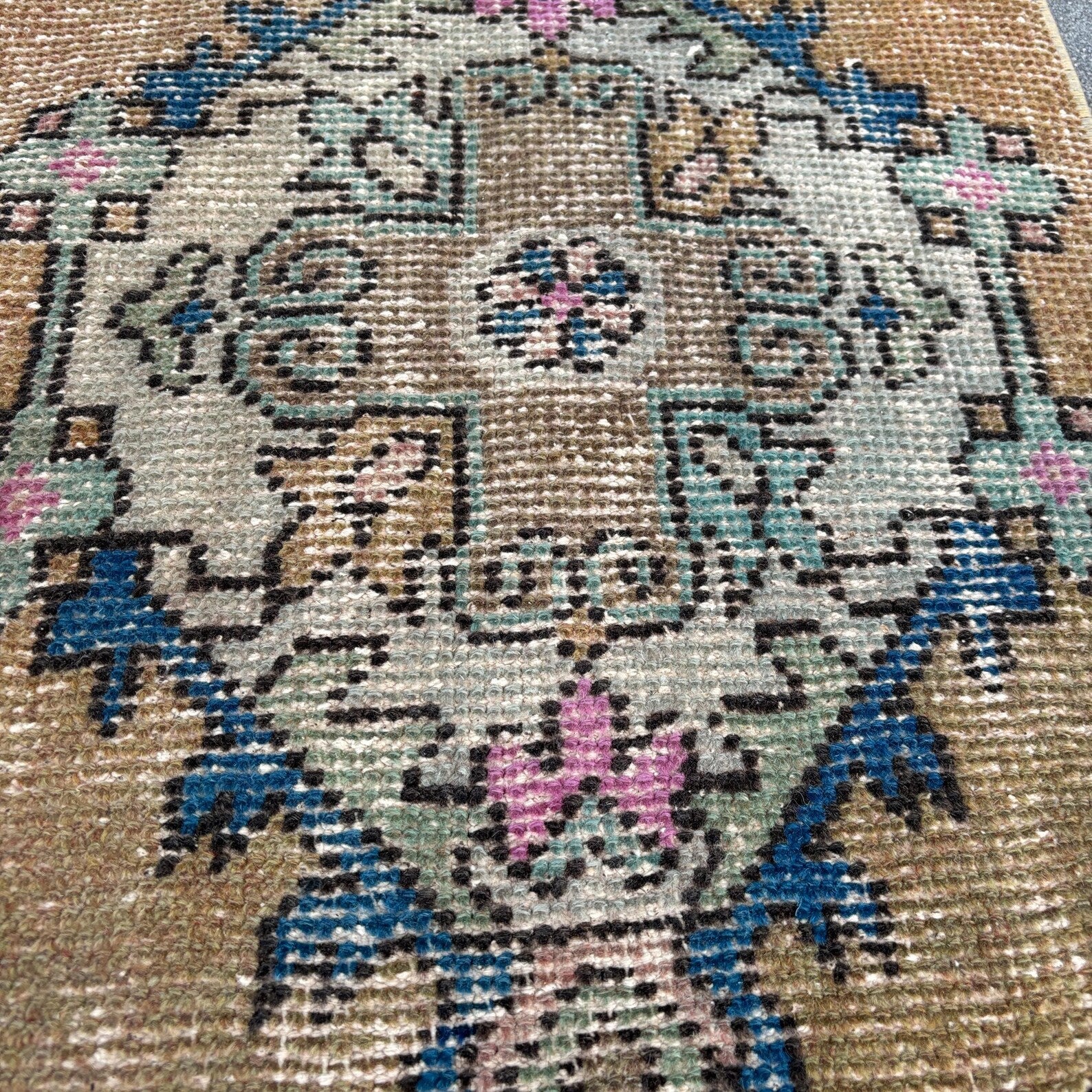 Vintage Turkish Mini Rug 1.3 x 2.7 ft