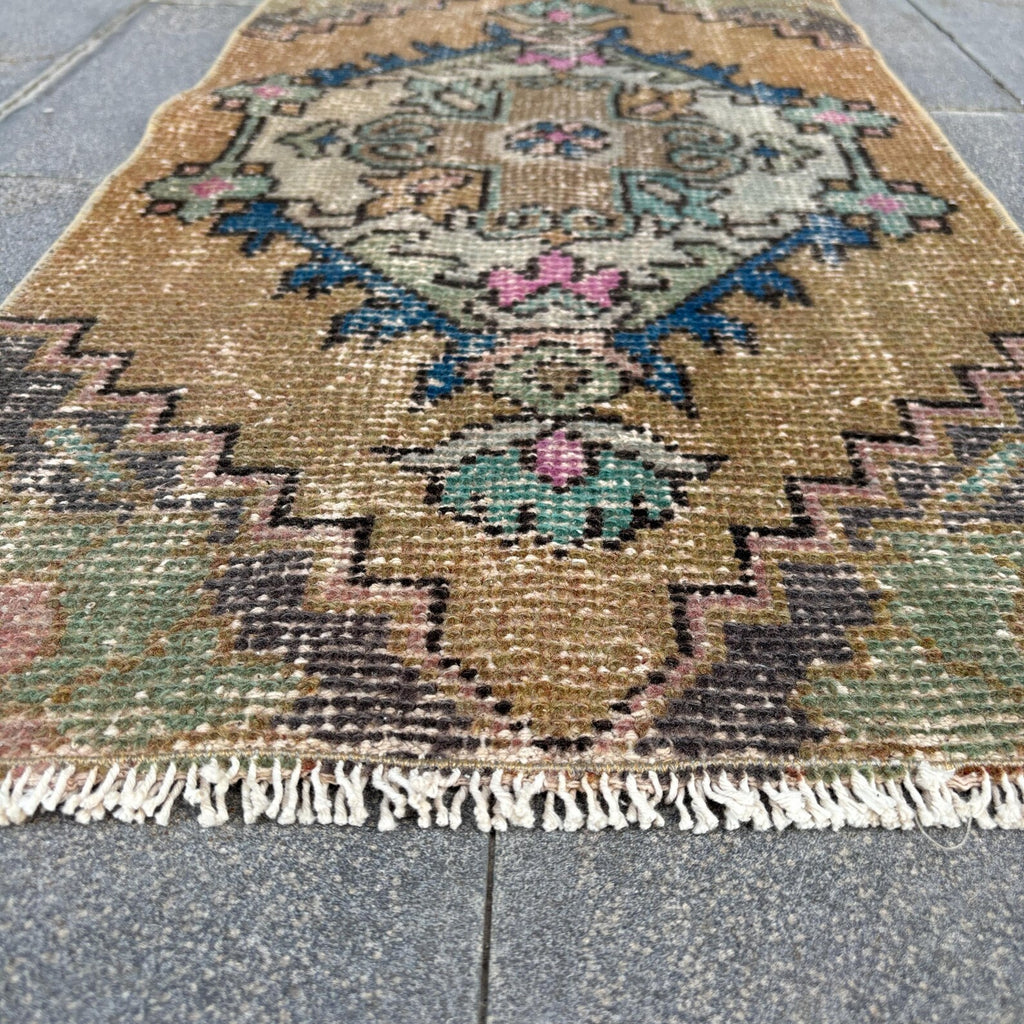 Vintage Turkish Mini Rug 1.3 x 2.7 ft