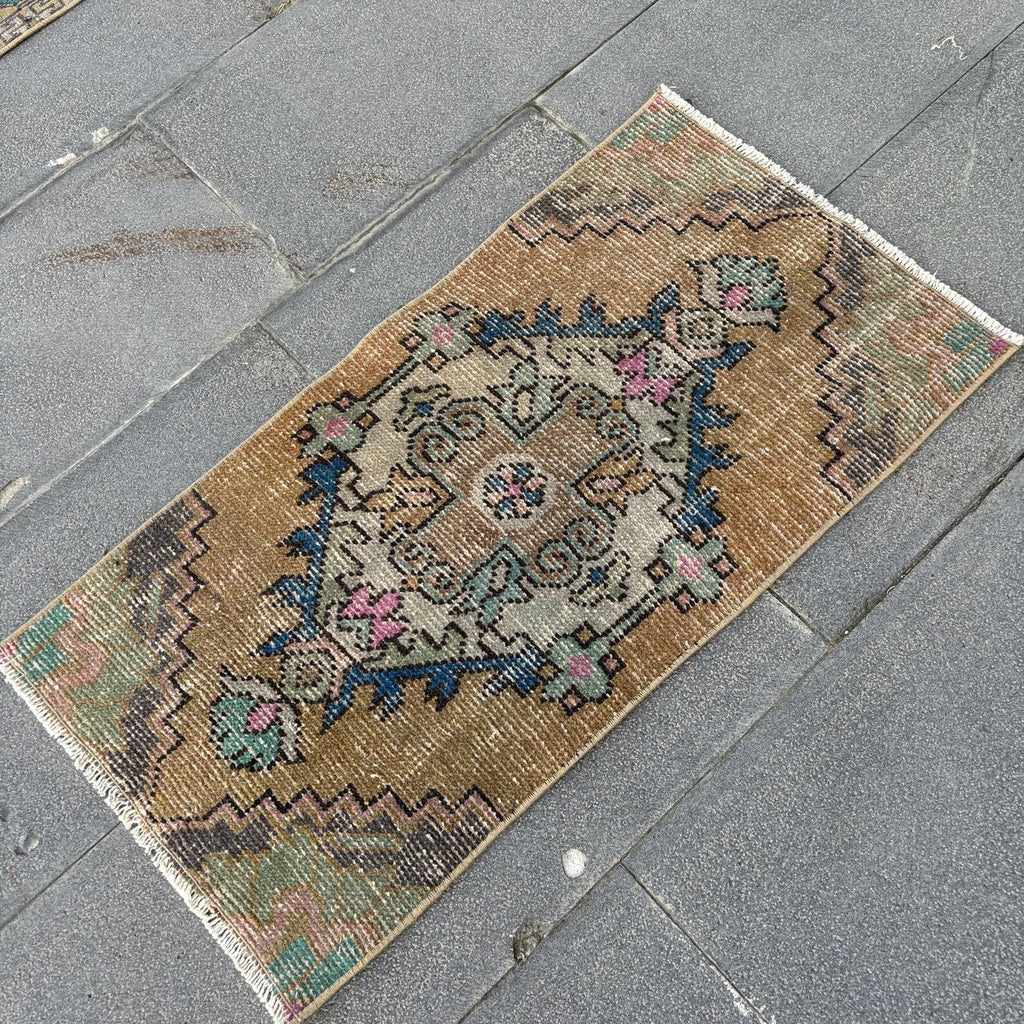 Vintage Turkish Mini Rug 1.3 x 2.7 ft